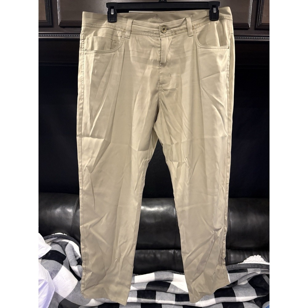 Tommy Bahama mens 35x30 Khaki Performance Pants Beige 5 Pocket Stretch Casual